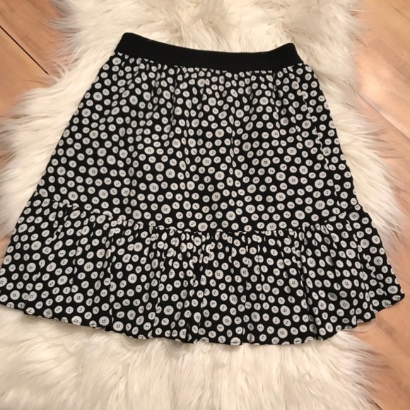 Maeve Ruffled Button Black & White Mini Skirt XXS - Picture 4 of 4